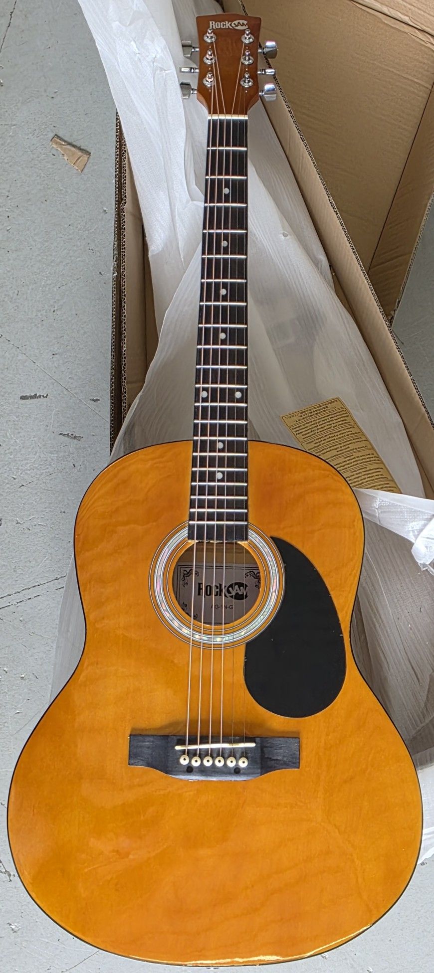 RockJam Natural Dreadnought Acoustic Guitar with Guitar Bag