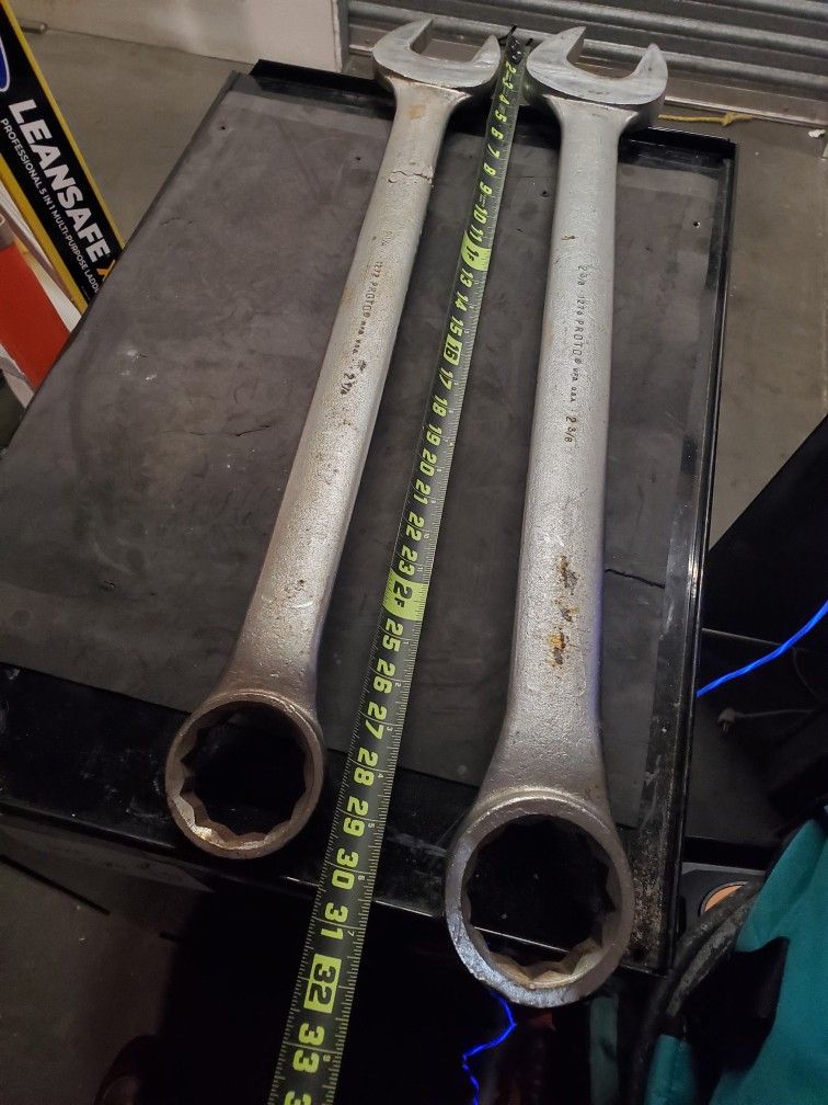 Proto 1276 (2-3/8") And 1272 (2-1/4" ) 12-Point Straight Head Satin Combination Wrenches