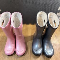 BOGS Fleece Lined Kids Rain Boots Used