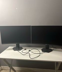 2x Gaming Monitors Dell 27 inch Curved  power cable included and one hdmi cable included  and one display  pot cable included  each 100 dollars