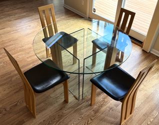 Glass and Wood Dining Table-TABLE ONLY. No chairs.