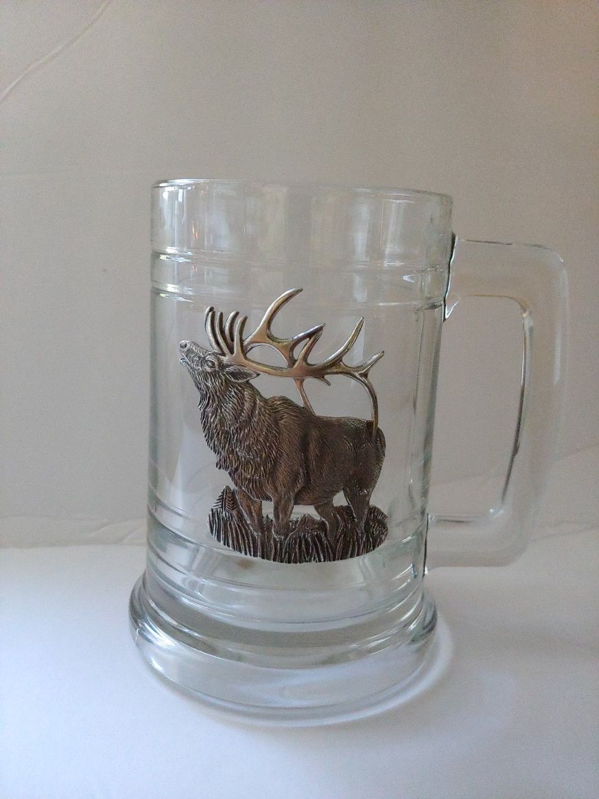 Tall Stein Mug. Heritage Pewter with Elk accent