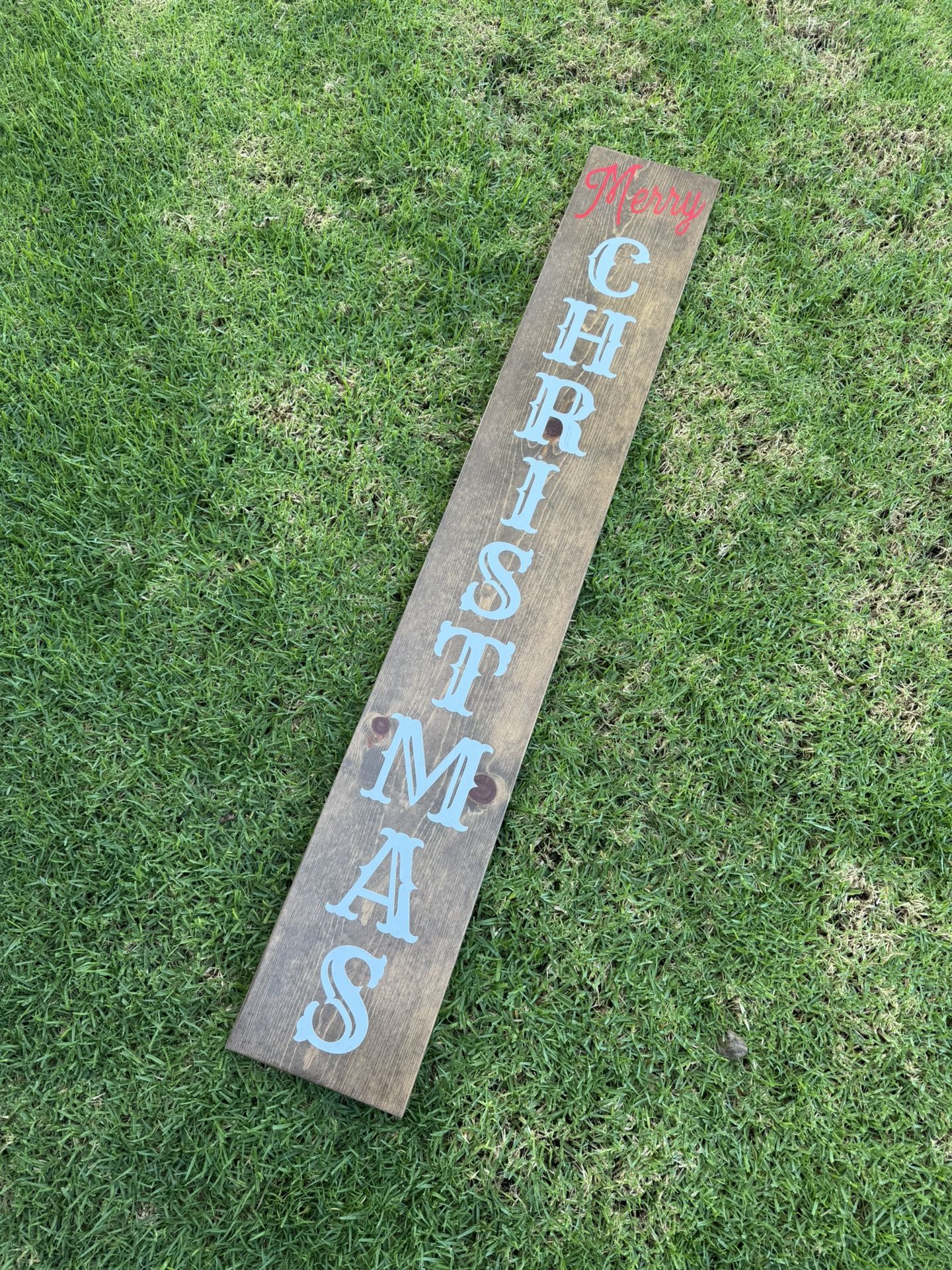 Wooden “Merry Christmas” Porch Sign – Rustic Holiday Decor