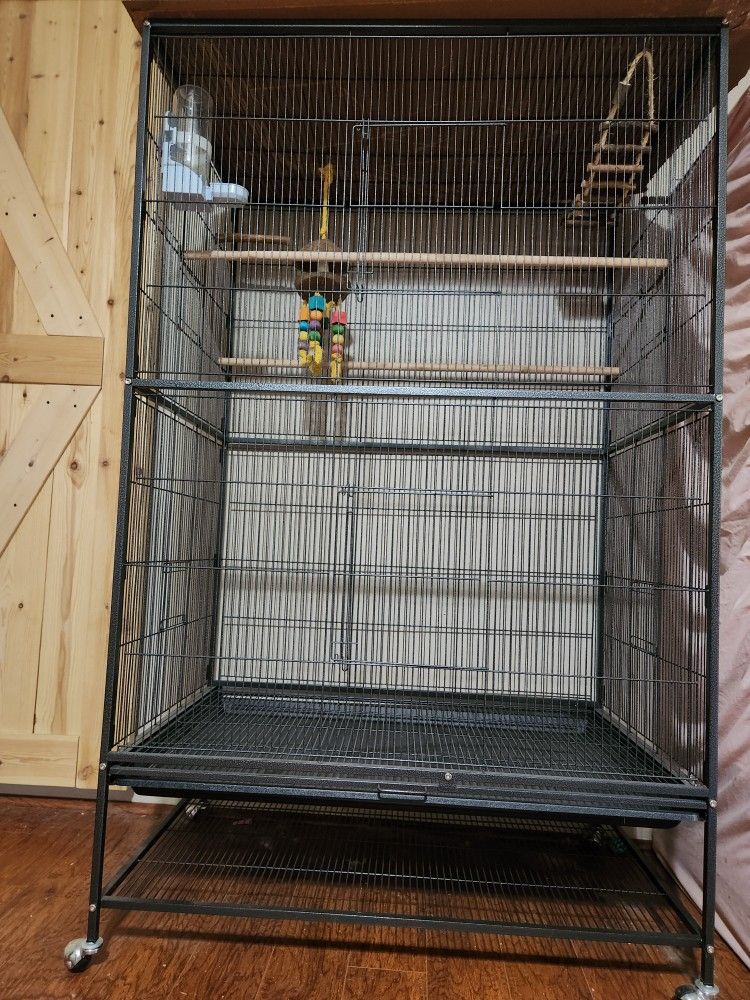 Prevue Hendryx F050 Pet Products Wrought Iron Flight Cage, X-Large, Hammertone Black