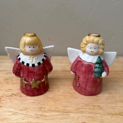Ceramic Christmas Angel salt pepper Holders Set of 2