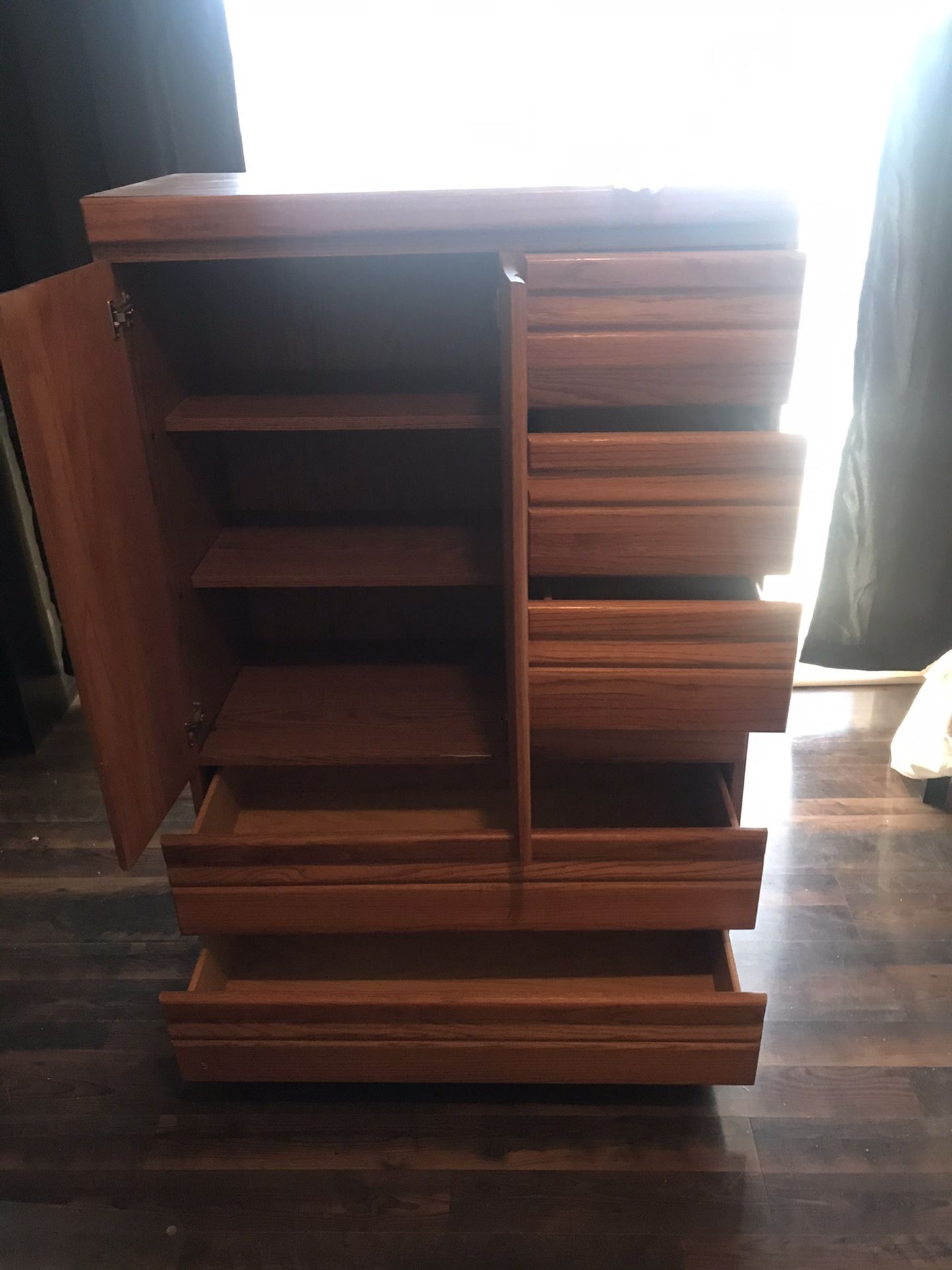 Solid wood dresser - 6 drawers/3 shelves