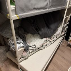 IKEA iron frame upper and lower bunk, with 3 mattresses