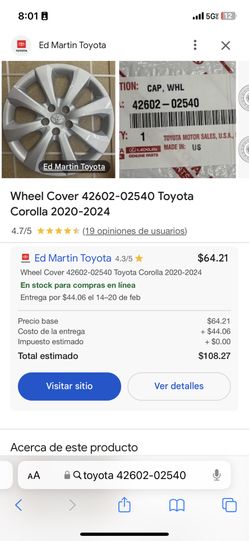 Hubcaps 16 Toyota 2020