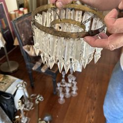 glass and brass hanging chandelier minus the light fixture