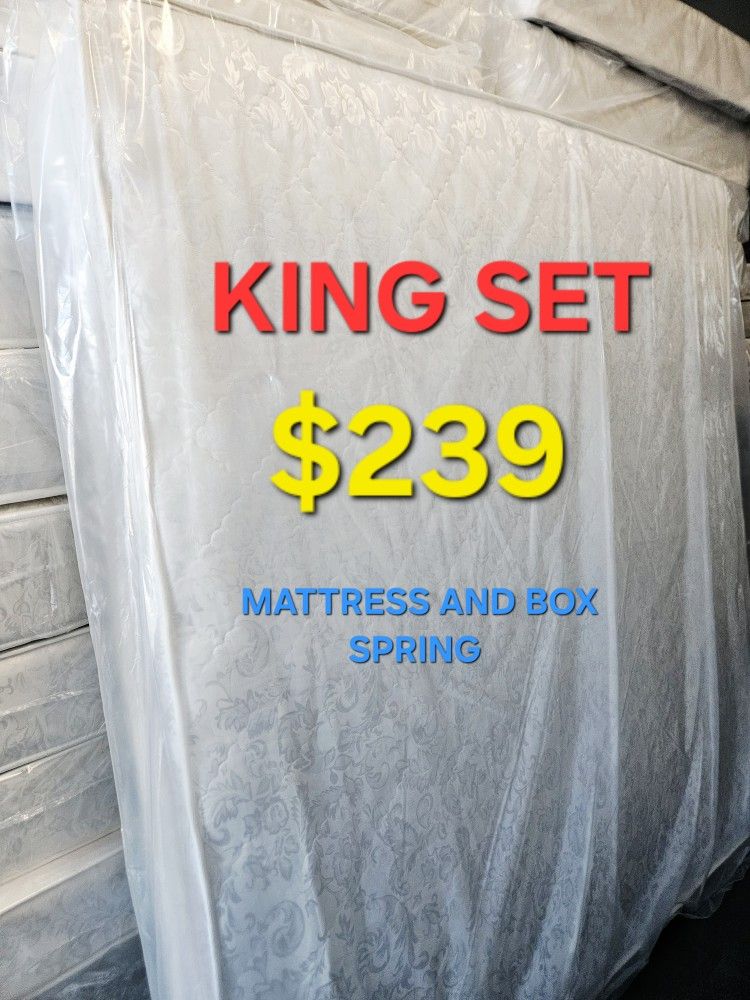 BRAND NEW !! KING SET $239 !! MATTRESS AND BOX SPRING