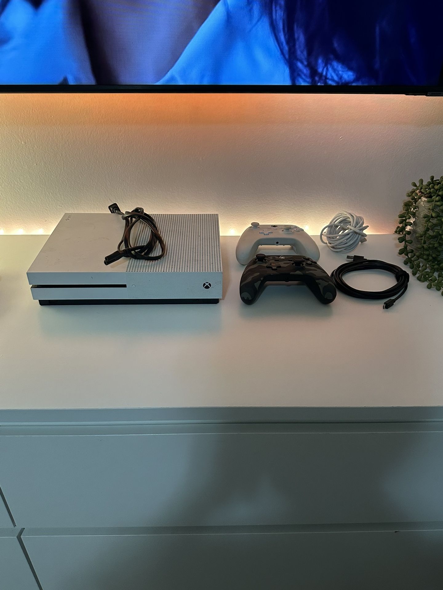 Xbox One S With Two PowerA Enhanced Wired Controllers