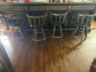 Vintage  4  wood barstool chairs