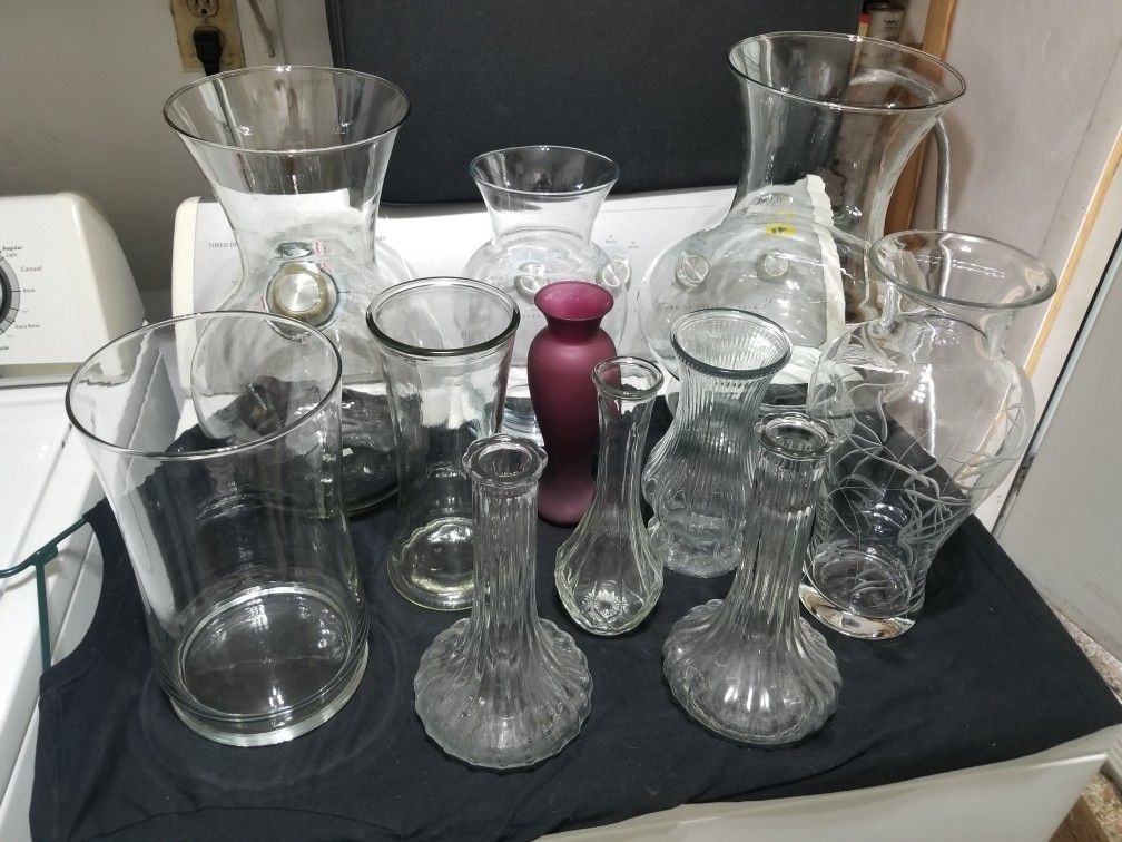Glass Pottery COLLECTION Huge Flower Vases ~ Set of 11 Pieces