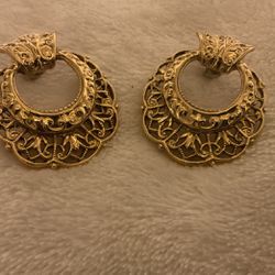 Gold Plated Vintage Pierced Earrings 