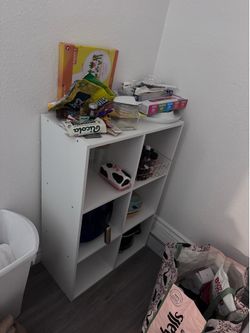 White storage shelf  empty and cleaned