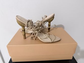 Cult Gaia Sandals Cult Gaia Neutral Soleil Ankle-Tie Leather Sandals Size IT 39, US 9 size