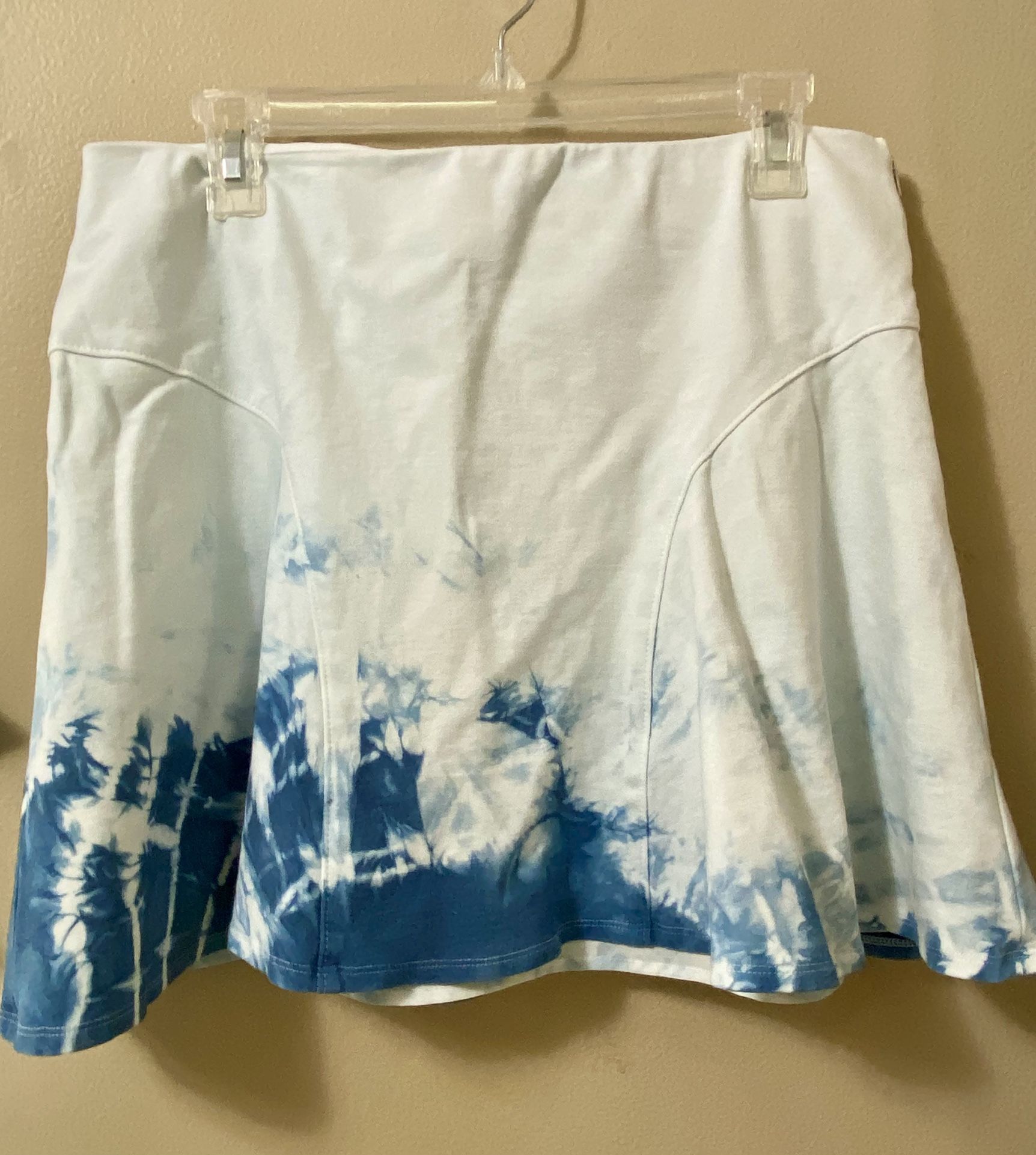 Banana Republic Blue Tie Dye Mini Skirt Skater Stretch Fit & Flare Women's 12