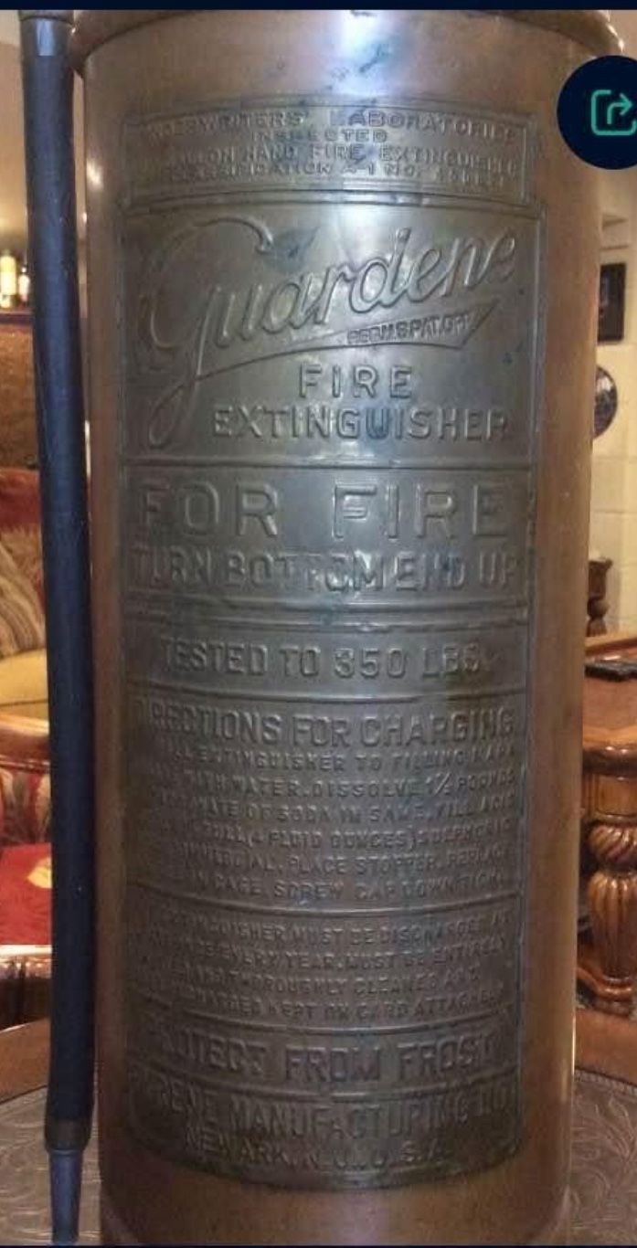 1940/1950’s Copper & Brass Fire Extinguisher lamp