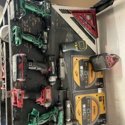 Various Drills/ Saw Blades , Squares , Ratchets , Dremel 
