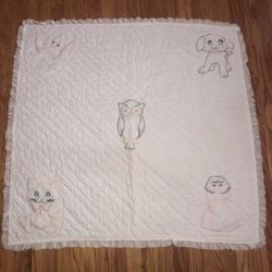 Vintage Baby Blanket 39”x37”