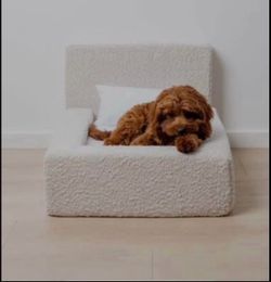 NEW Sherpa Teddy Dog Bed Luxury BedFrame with Pillow + Sham
