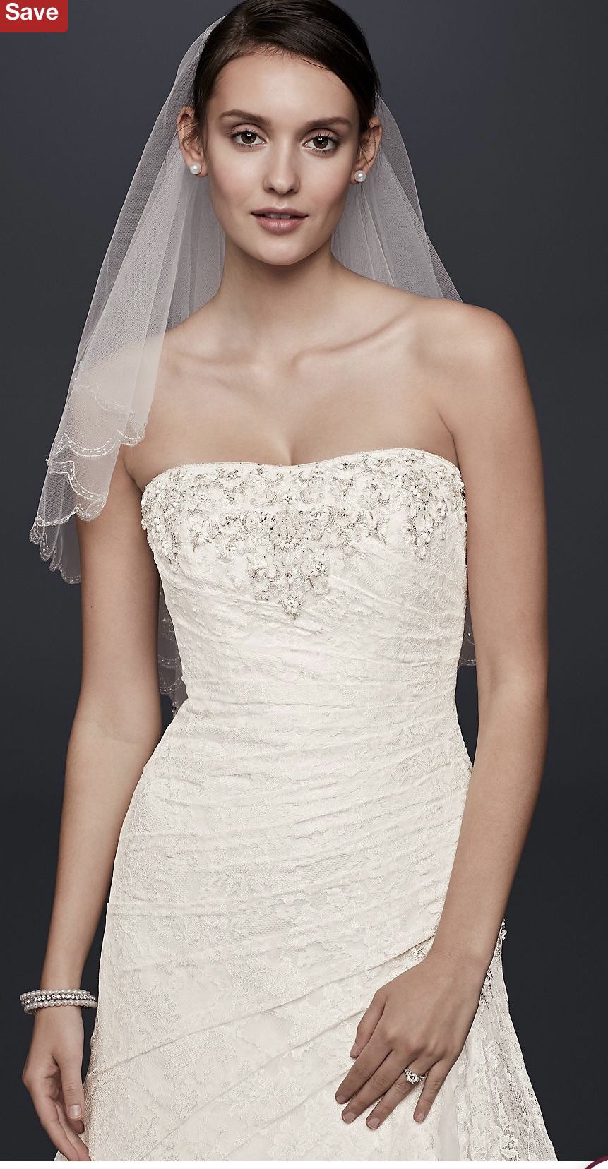 Wedding dress/David Bridal collection .  Aline lace size 18.