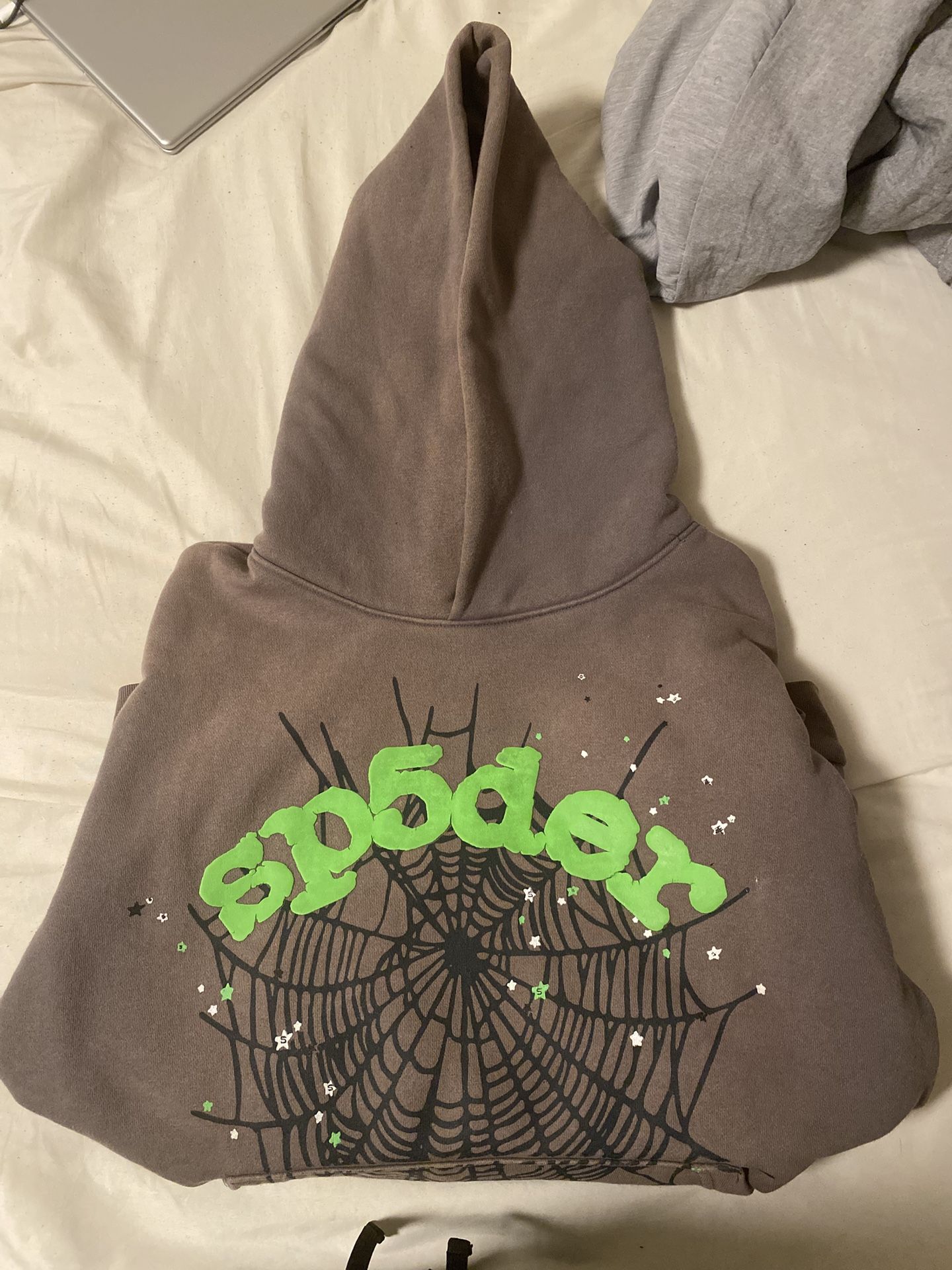 Grey And Green Spider Hoodie