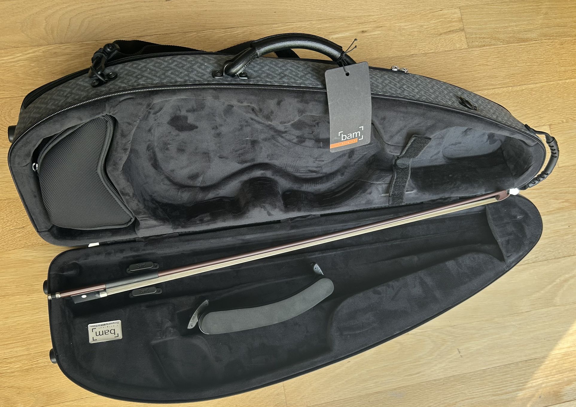 VIOLIN CASE, VIOLIN BOW, ARM REST and DARK ROSIN