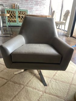 West Elm leather swivel chair