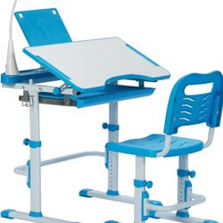 Real Relax Kids Desk and Chair Set, Kids Interactive Workstation, Blue