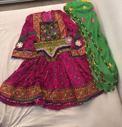 Two pieces afghan dress only for 200$ hand made yakhan and used twice pants are optional 