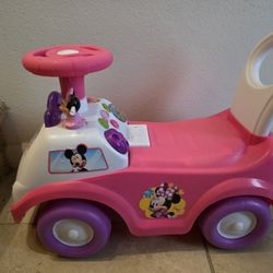 Kids Disney Minnie Mouse Light Up Push Car