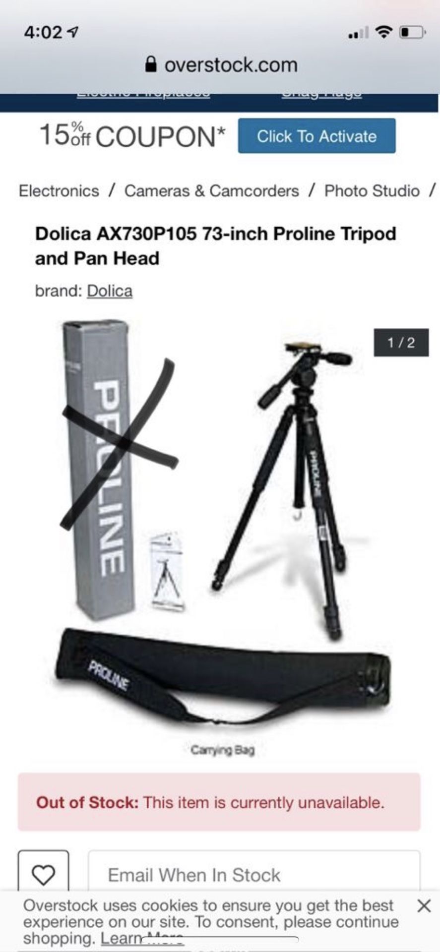 Dolica AX730P105 73-inch Proline Tripod and Pan Head