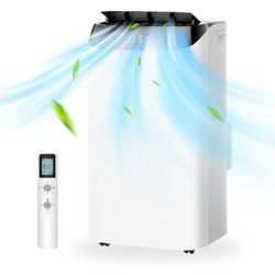 14000 Btu Portable Air Conditioner, 3-IN-1 Free Standing Cooling Portable AC Unit with Fan & Dehumidifier Function, Remote Control & 24H Timer, Quiet 