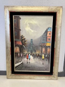 ORIGINAL Signed BALIN Oil Painting Parisian Cityscape 36x24