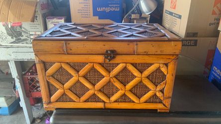 Bamboo and Rattan Storage Trunk Chest