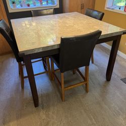 2inch Solid Marble Dining Table With Chairs