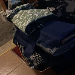 Box of assorted fabrics by the yards