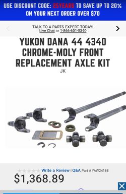 Jeep wrangler jk Yukon chrome moly axles