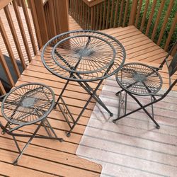 Bistro Table, Outdoor, Wrought Iron, Table, 2 Chairs, Delivery
