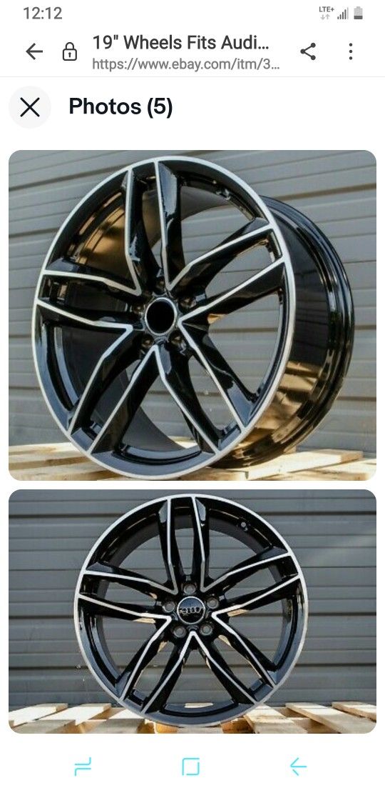 19" Rims RS Style Black/Machined Lip