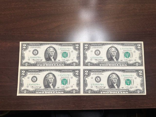 Sheet Of Uncut & Uncirculated $2 Dollar Bills