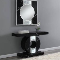 Black Marble Console Table With LED Light Up Feature! Lowest Prices Ever!