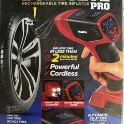 Bullseye® Rechargeable Cordless Tire Inflator Pro – Digital Gauge, LED Light, Auto Shutoff (Open Box)