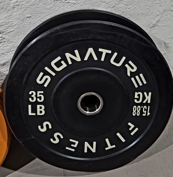 $1/LB Olympic Bumper Plates w/ Stainless Steel Hub BLACK 35lbs PAIR