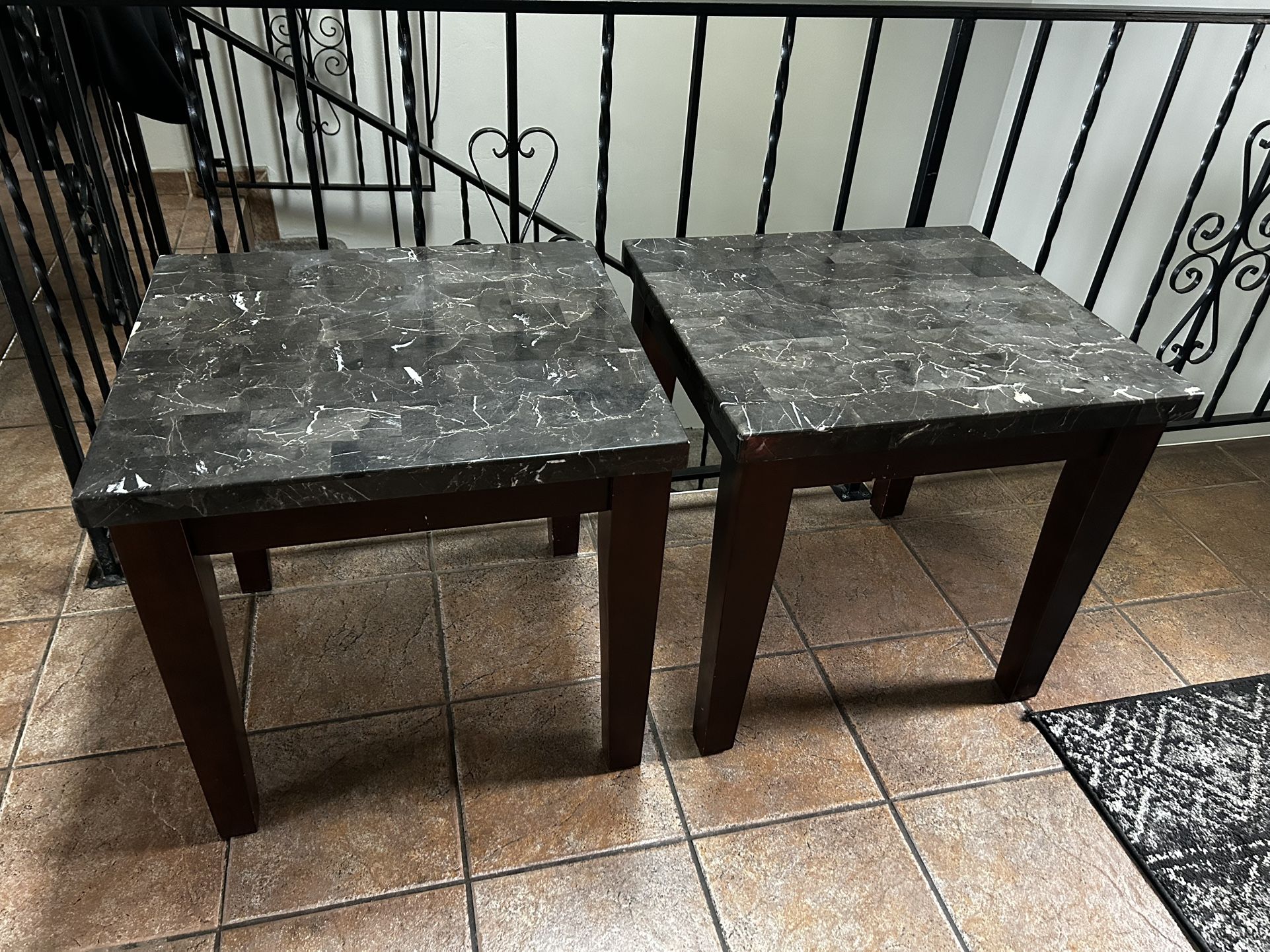 Wood End Tables With Marble Top