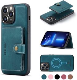 [2 in 1] Detachable Leather Case for iPhone 13 Pro Max, CRDCSmart Wallet Case Compatible with Wirless Charging & MagSafe, Phone Case Magnetic Wallet, 