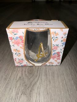 Monogram Letter A Stemless Wine Glass