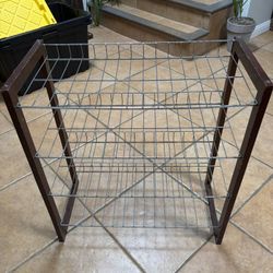 Metal and Wooden Shoe Rack