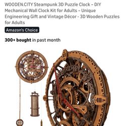 Wooden City, New Steam Punk, 3-D Puzzle Clock